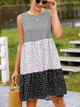 Women's Dresses Polka Dot Stitching Big Swing Sleeveless Mini Dress